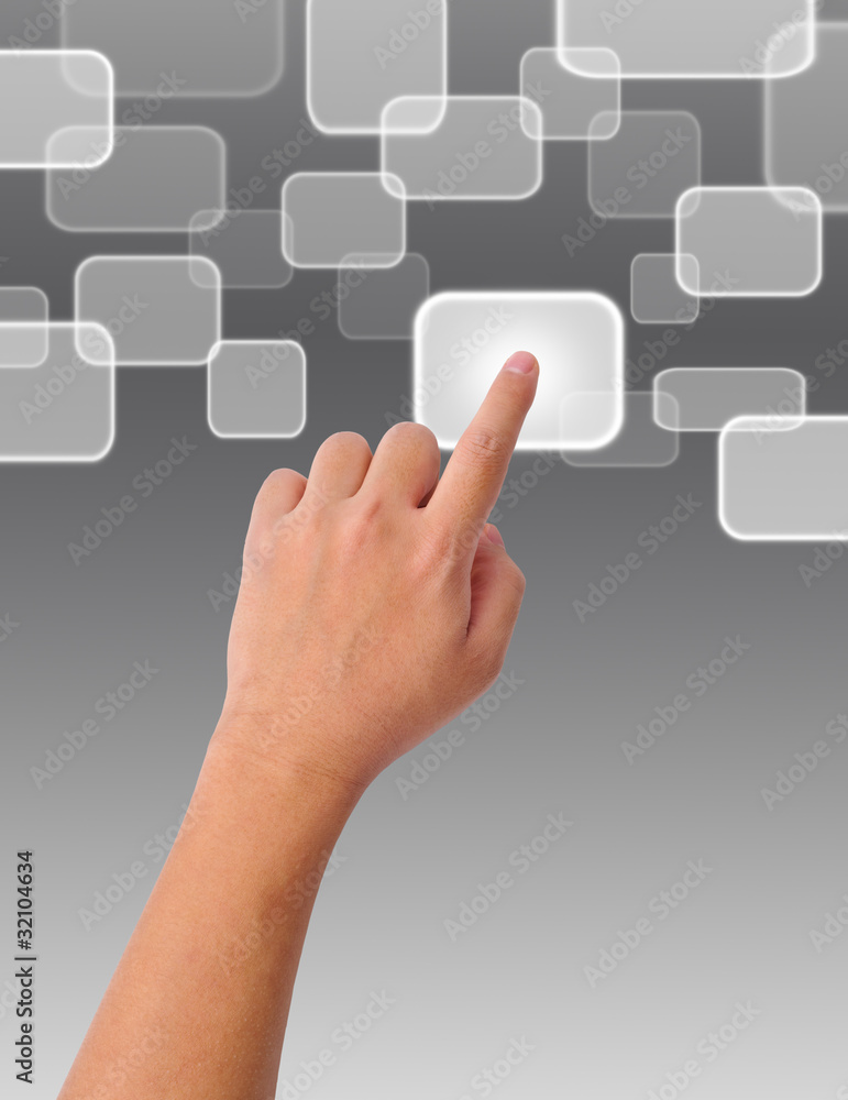 hand pushing a button