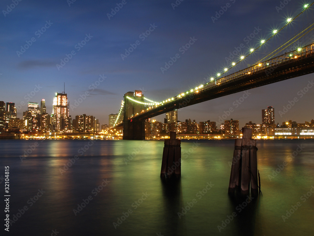 Obraz premium New York City Skyline i Most Brookliński