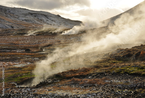Valley of small geysers and solfataras, Iceland