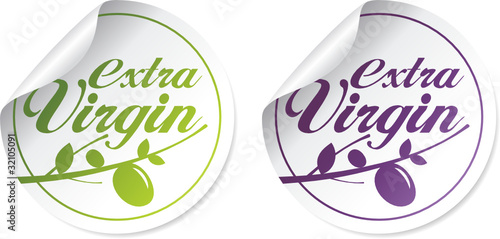Extra virgin olive oil stickers set