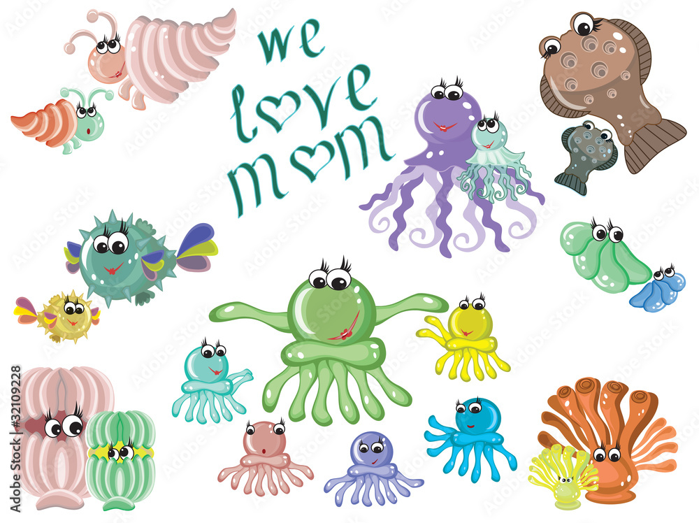 Obraz premium Sea animals,mothers day