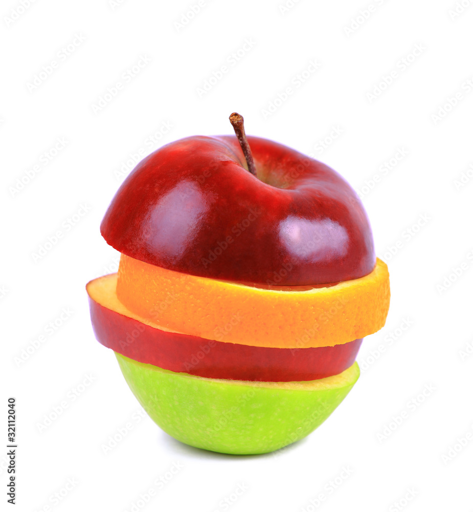 Fototapeta premium Fruit mix isolated on white background.