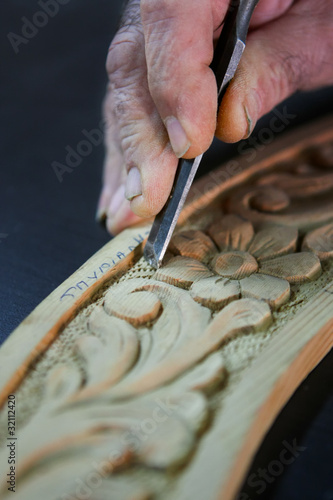 Cabinetmaker chisel art on a wood