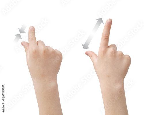 Fingers zooming in and out, clipping path