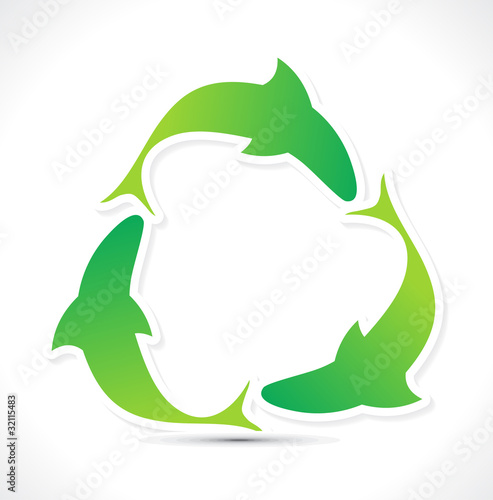 abstract green eco  fish recycle icon