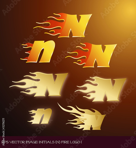 eps Vector image:initials（N）fire logo I
