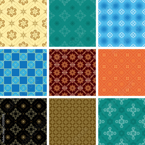 set of vector color seamless pattern