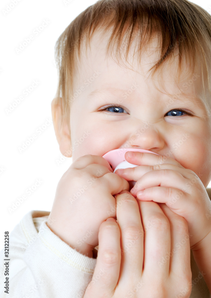 bright closeup portrait of adorable baby with nipple bright closeup portrait of adorable baby with nipple