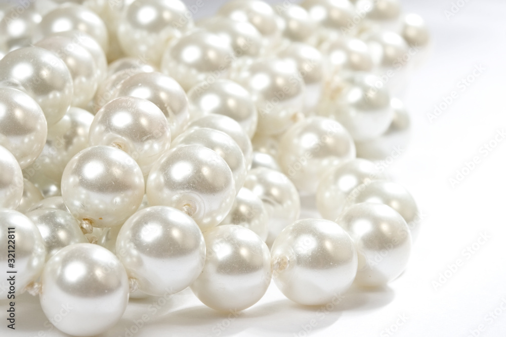 Pile of pearl on the white background Pile of pearl on the white background