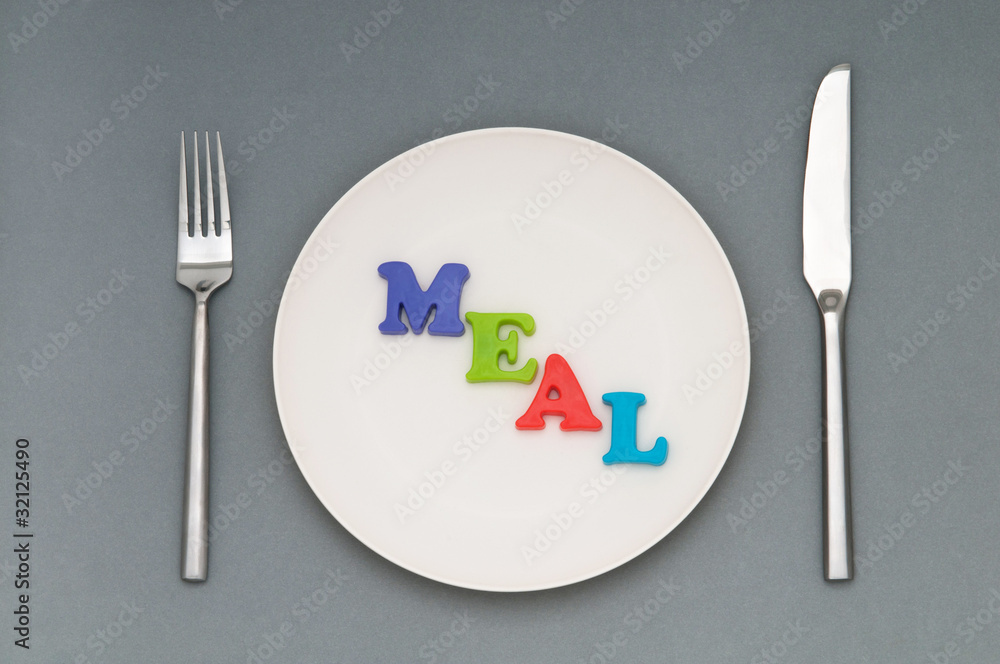 Plate with letters on the white background Plate with letters on the white background