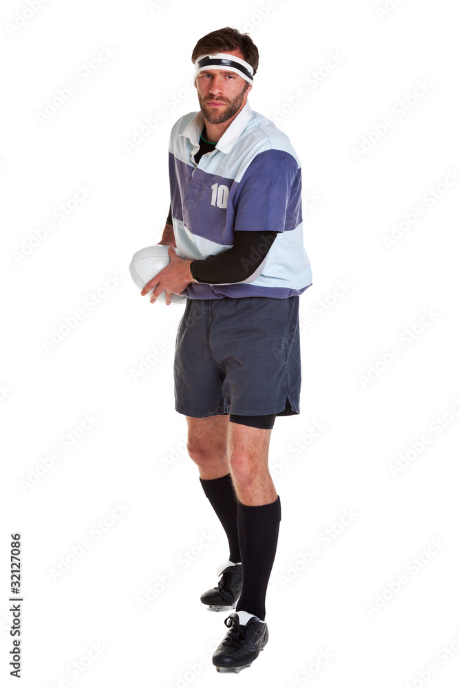 Rugby player cut out on white Rugby player cut out on white