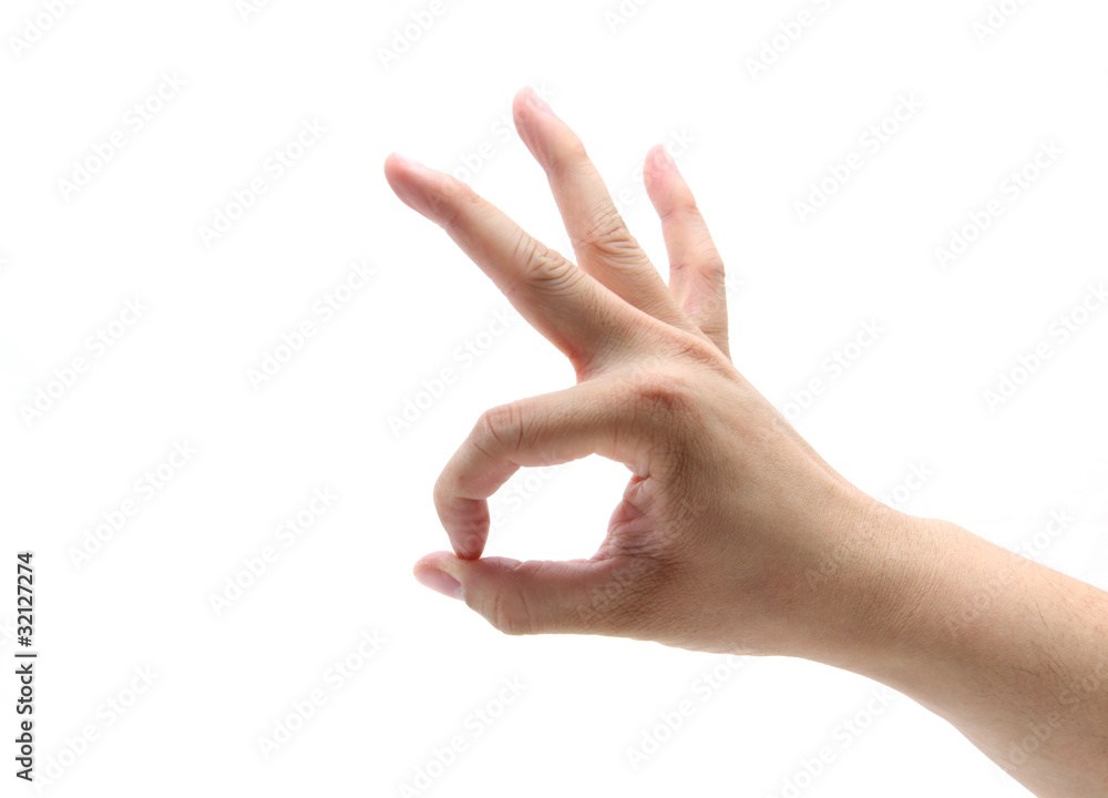 Hand with OK sign on white background. Hand with OK sign on white background.