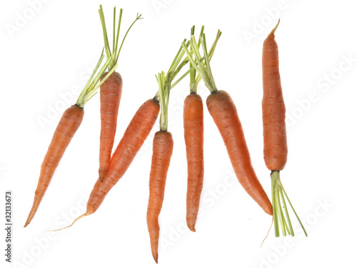 Fresh red carrots on white background