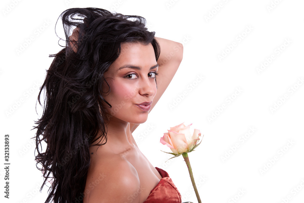 Beautiful woman with a rose