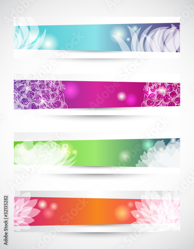 Set di banners con fiori- Set of headers with flowers shapes