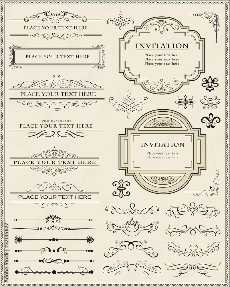 Obraz premium Kaligraficzne elementy projektu i dekoracja strony