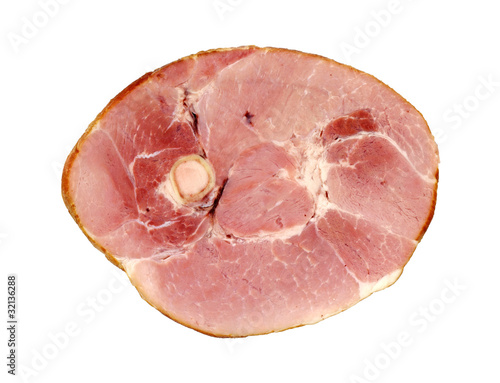 Thick Slice Of Ham On White Background