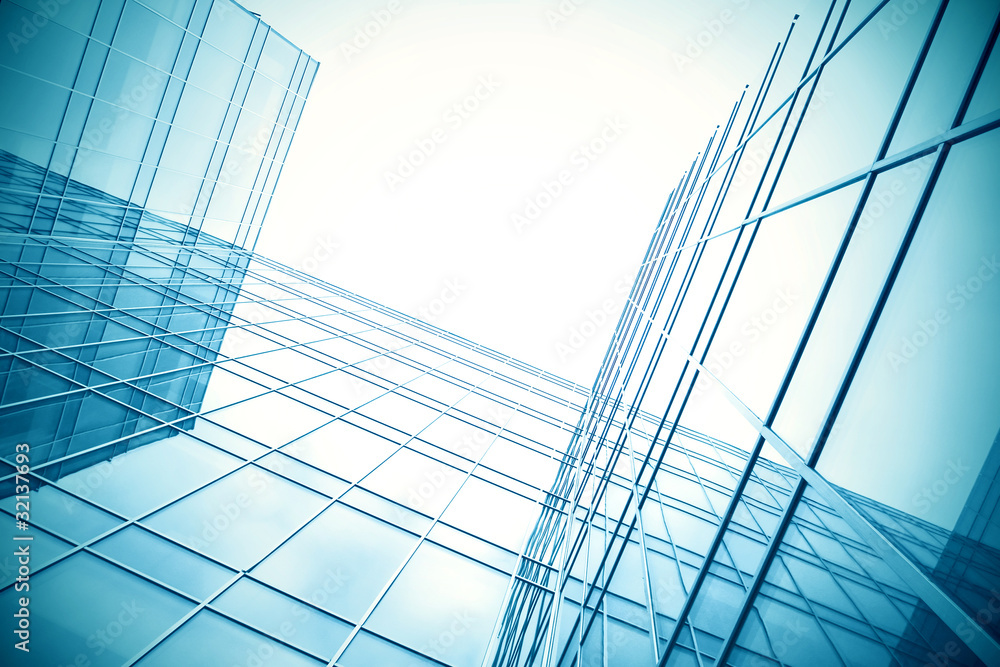 Obraz premium transparent glass wall of contemporary skyscraper