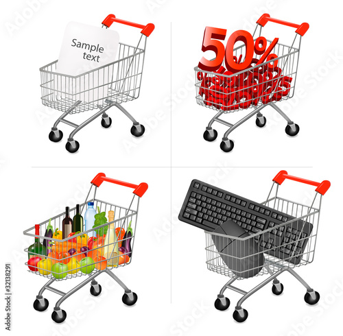 Vector illustration of a shopping carts on the white.