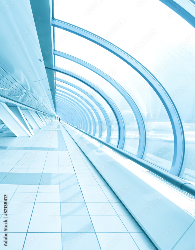 Glazed corridor in office center Glazed corridor in office center
