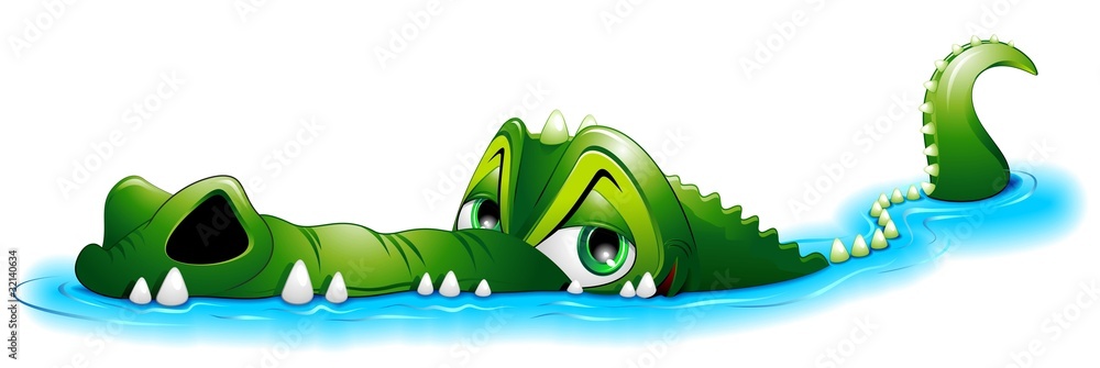 Fototapeta premium Kreskówka krokodyl w wodzie krokodyl w wodzie wektor
