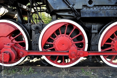 old locomotive red wheels