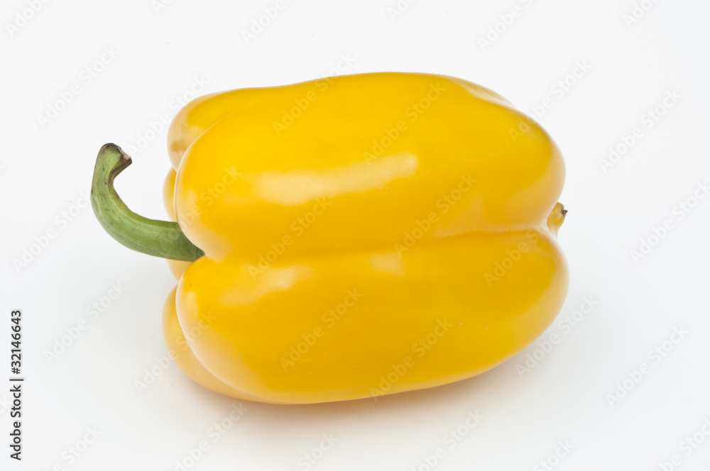 Single yellow Pepper on a white background Single yellow Pepper on a white background