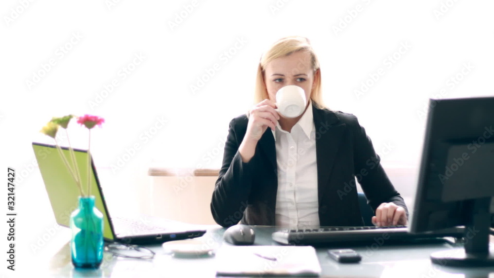 Busy multitasking businesswoman in the office timelapse Busy multitasking businesswoman in the office timelapse