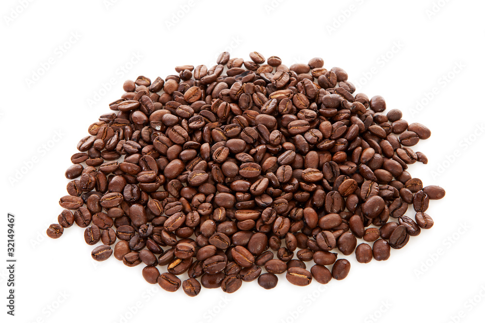 Pile of coffee beans over white background Pile of coffee beans over white background