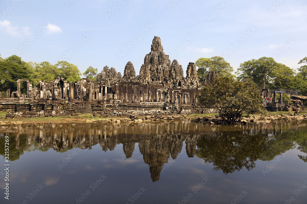 General view of ancient Bayon Temple at Angkor Thom, Cambodia