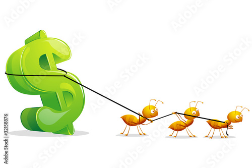 Ants dragging Dollar