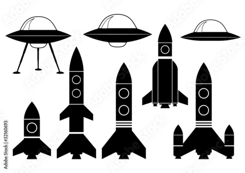 Collection of rockets and ufo
