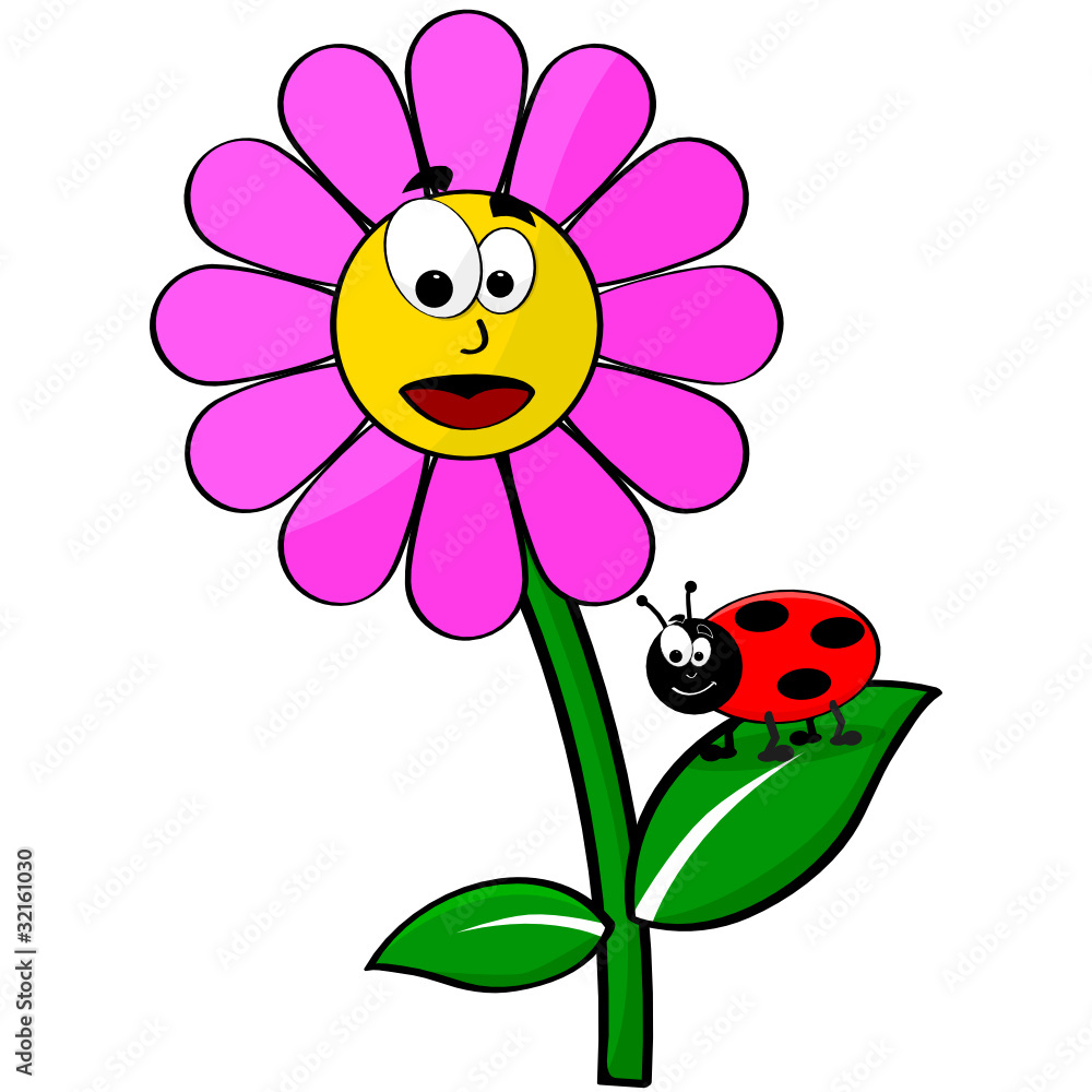 Naklejka premium Flower and ladybug