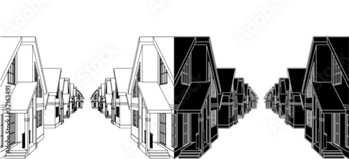 Residential Houses In The Settlement Vector 01