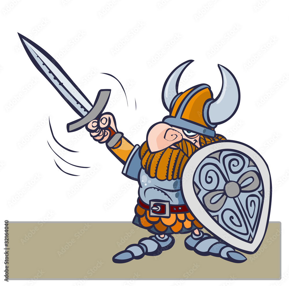Cartoon viking warrior vith sword and shield. Cartoon viking warrior vith sword and shield.