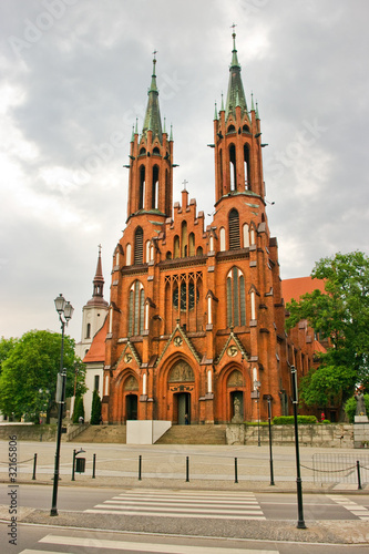 Red basilica in Bialystok, Poland