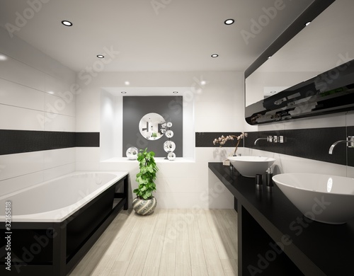 Cuarto de baño blanco y negro