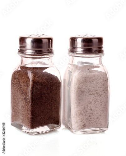 Salt and pepper on white