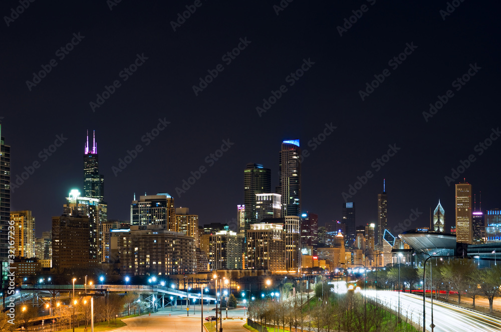 Fototapeta premium Chicago nocą