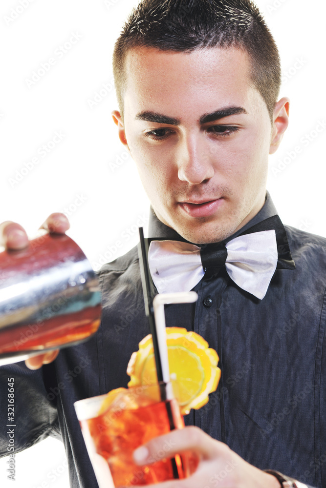 barman portrait isolated on white background