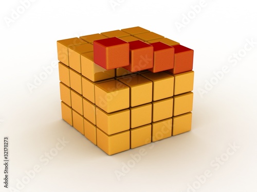 Construction of a cube from blocks