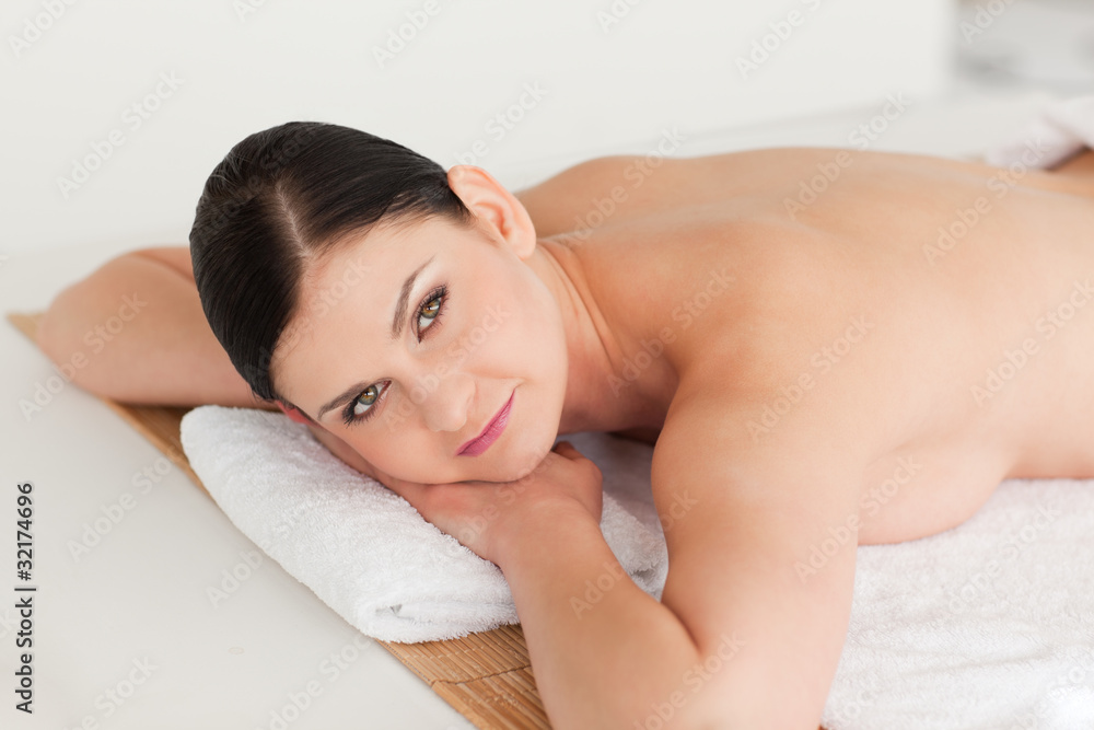 Attractive brunette relaxing in a spa centre Attractive brunette relaxing in a spa centre