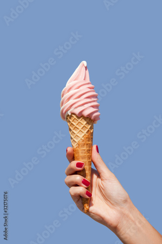 ice cream cone of strawberry