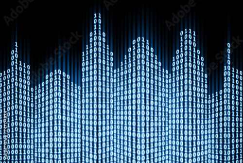 Binary digital city, abstract 3d tech background