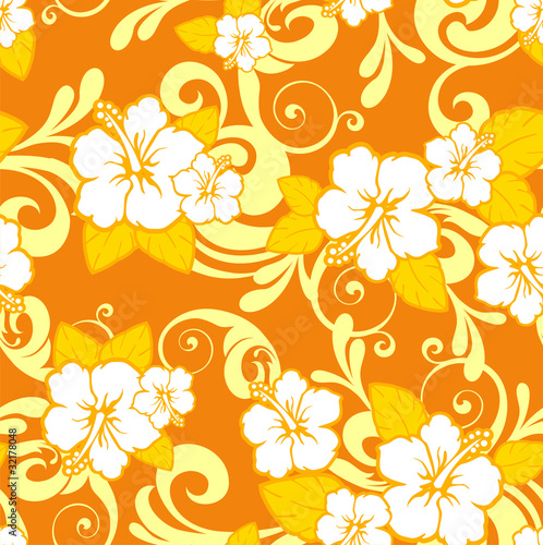 hibiscus flower orange seamless