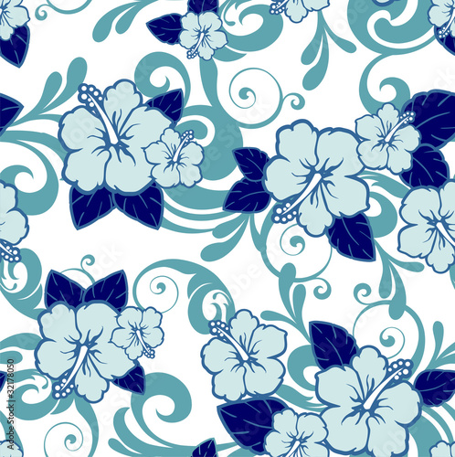 blue hibiscus flower seamless