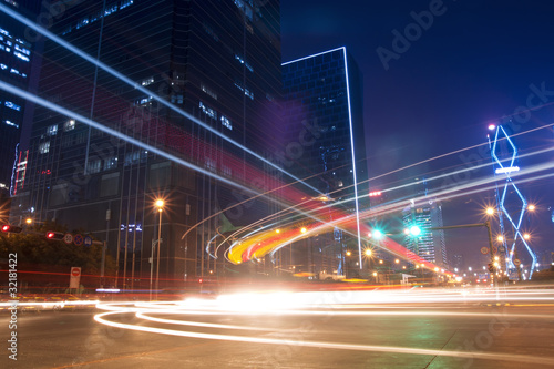 the  light trails on the street © chungking