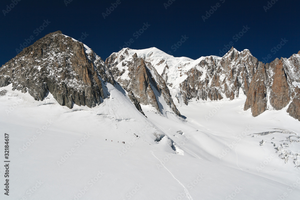Mont-Blanc massif and Mer de Glace glacier