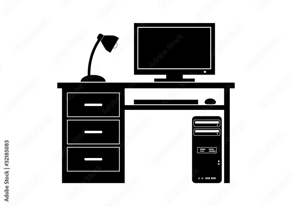 Black icon of desk Black icon of desk