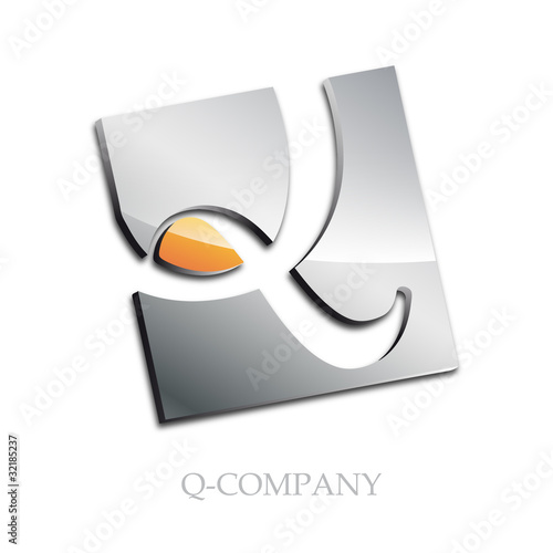 Logo initial letter Q 3d # Vector